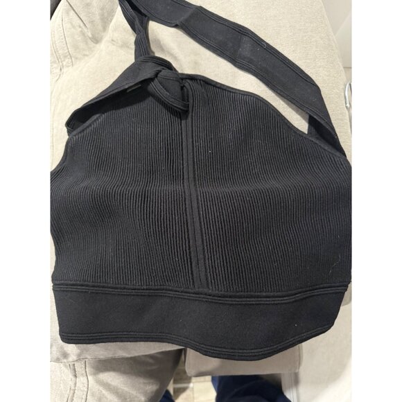 Club Monaco Raeni Solid Black Ribbed Knit Halter Top With Tie Back Closure Size - Picture 3 of 6